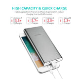 YEAKON High Capacity 10000mAh Quick Charge QC 3.0 Portable Charger Fast Speed Charging Dual Input Thin Power Bank Compatible For iPhone iPad Samsung Galaxy Mobile phone & Android Smartphone Device Space Grey