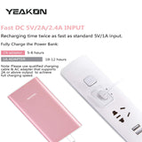 YEAKON High Capacity 10000mAh Quick Charge QC 3.0 Portable Charger Fast Speed Charging Dual Input Thin Power Bank Compatible For iPhone iPad Samsung Galaxy Mobile phone & Android Smartphone Device Space Rose