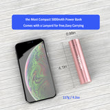 YEAKON Ultra-Compact Portable Charger The Smallest 5000mAh Mini Power Bank with Fast Charge 2.4A Output Compatible for iPhone 11 X XS MAX XR 8 7 6s 6 plus iPad Samsung Galaxy Cell Phone & More  -Rose